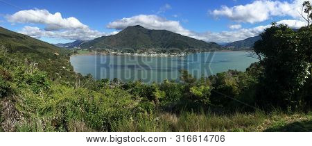 View Of Havelock And Mahau Sound From Cullen Point Lookout, South Island, New Zealand