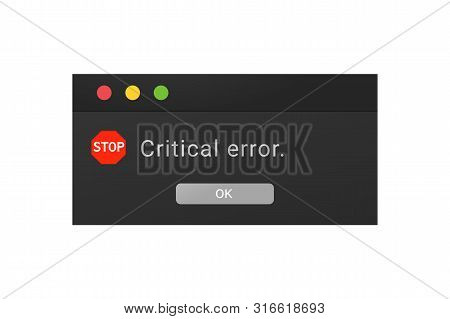 Dark Dialogue Box Interface. System Message Popup In A Night Mode