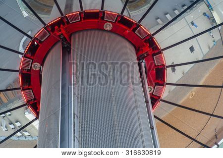 Brighton  United Kingdom 19 July 2019  -: Looking Upwards At Reflections On British Airways I360 