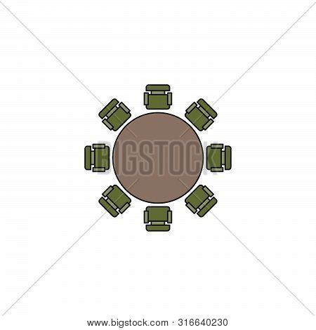 Round Table And Chairs Top View Vector Icon Isolated On White Background