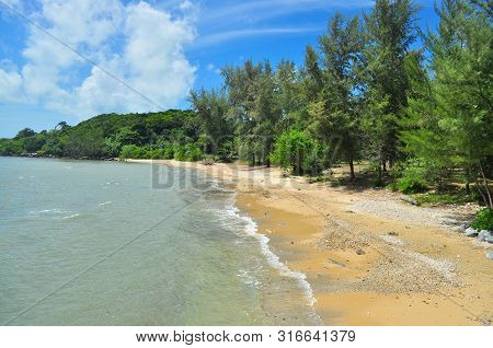 Scenic View Of Desaru Beach, Located In The South East Of West Malaysia (peninsular), On The Bright 