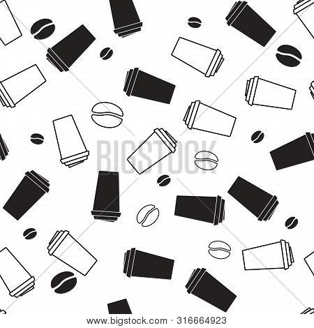 Seamless Pattern With Coffee And Tea Icons. Vector Stock Illustration, Eps 10.