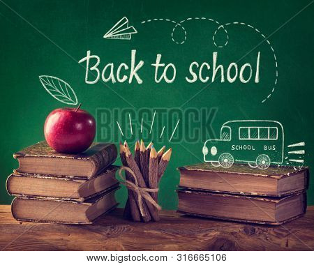 Back to School. Vintage still life with back to school text.