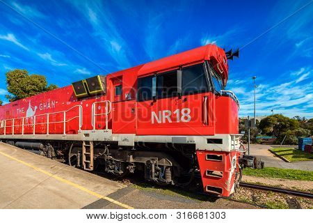 Adelaide Parklands Terminal, South Australia - August 4, 2019: The Ghan Train Ready To Depart For It