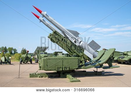 Soviet surface-to-air anti aircraft systems on the military exhibition
