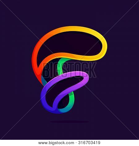 F Letter One Line Rainbow Colors Logo. Font Style, Vector Design Template Elements For Your Applicat