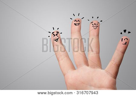 Waggish happy fingers with team building concept