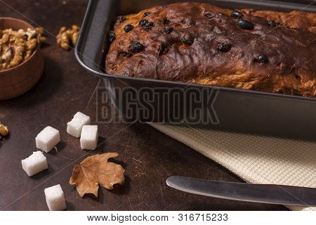 Barmbrack Or Bairin Breac Is A Traditional Irish Sweet Yeast Bread With Grapes And Raisins, Often Ea