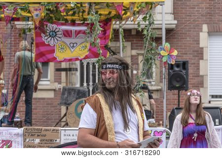 Sint Gillis Waas, Belgium, August 3, 2019, Remember Woodstock Festival, Love, Peace And Understandin