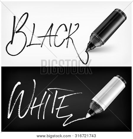 Felt Tip Pen Scribbled Type For Black & White Design. Vector Illustration.