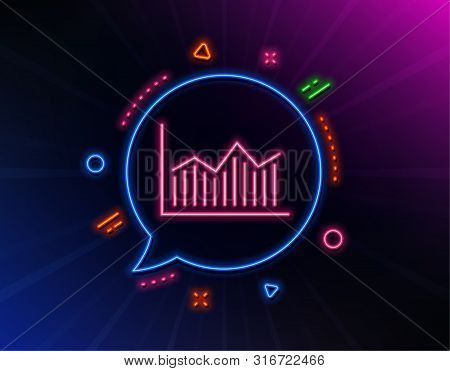 Financial Chart Line Icon. Neon Laser Lights. Economic Graph Sign. Stock Exchange Symbol. Business I