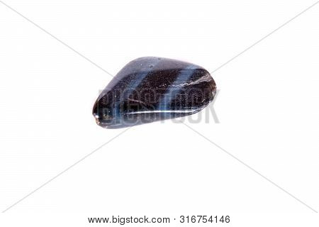 Macro Mineral Stone Falcon Eye On A White Background
