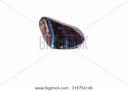 Macro Mineral Stone Falcon Eye On A White Background