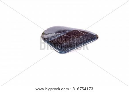 Macro Mineral Stone Falcon Eye On A White Background