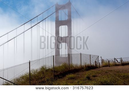 Ugly Wire Fence At Battery Spencer Protecing Tourists From Falling Off Cliffs At A Veiwpoint Of The 