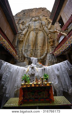 Mulbekh Chamba Statue In Mulbekh Monastery On Srinagar - Leh Road Which Have 2,000 Year History In  