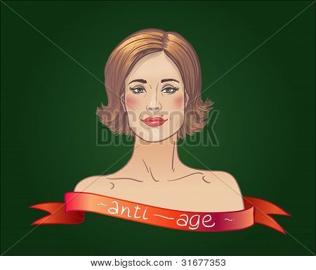 Ældre Brunette smuk kvinde. Bureaukrati. Ansigts- og kropspleje