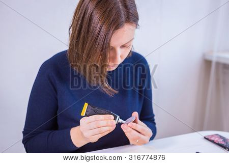 Professional Jewelry Designer Making Handmade Brooch With Beads In Studio, Workshop. Fashion, Creati