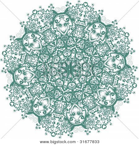 Dekorative runde blomstermotiver lace mønster. kalejdoskopisk blomstermønster, mandala.