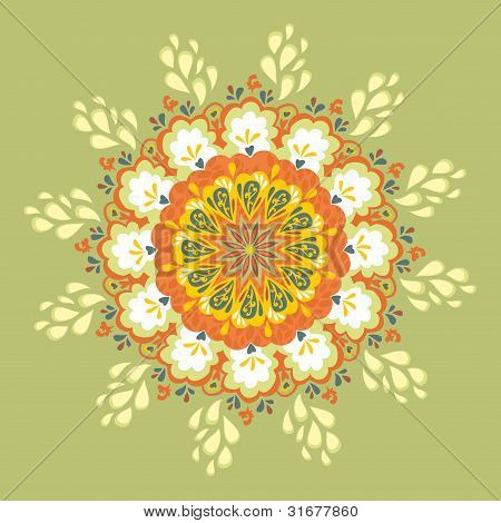 Dekorative runde blomstermotiver lace mønster. kalejdoskopisk blomstermønster, mandala.