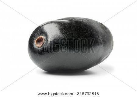 Whole single fresh Jamun berry isolated on white background