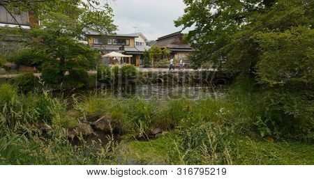 Yamanashi, Japan, 28 June 2019: Oshino Hakkai in Japan