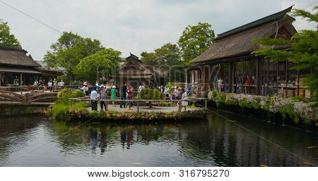 Yamanashi, Japan, 28 June 2019: tourist at Oshino Hakkai