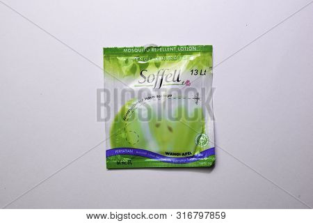 Bekasi, Indonesia - August 13th 2019: Soffell Mosquito Repellent Lotion An Indonesian Famous Brand O