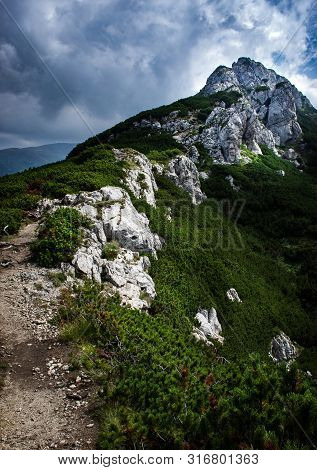 Landscape Background Along The Sidewalk Towards The Rocky Peak Sivy Vrch