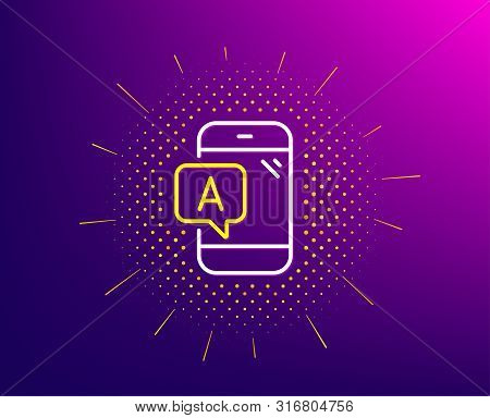 Ab Testing Line Icon. Halftone Pattern. Ui Phone Test Sign. Gradient Background. Ab Testing Line Ico