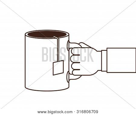 Hand With Cup Of Coffee With White Background Vector Illustration Design