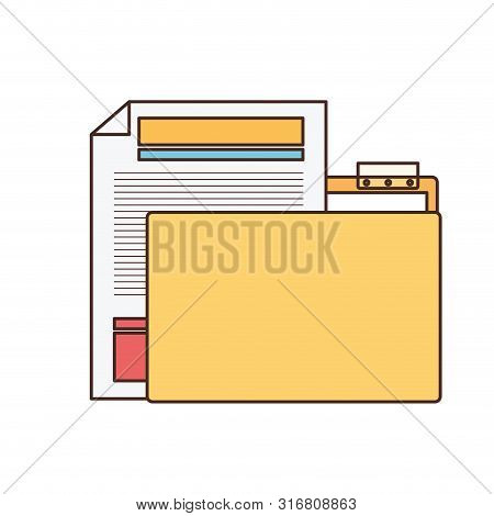 Folder With File Sheet In White Background Vector Illustration Design