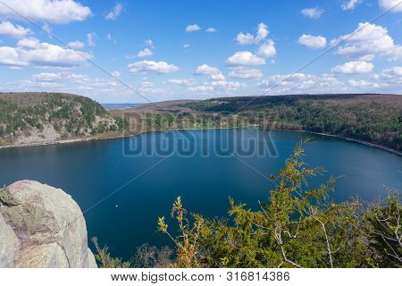 Devil's Lake Wisconsin Sunny Day From Lookout