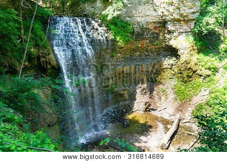 Tiffany Falls In Hamilton, Ontario Canada Summertime View From Above