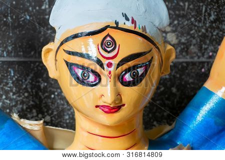 Clay Idol Face Of Goddess Durga