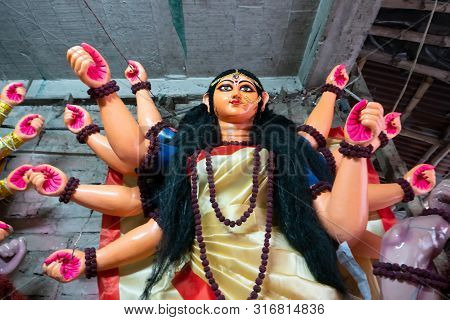Clay Idol Face Of Goddess Durga