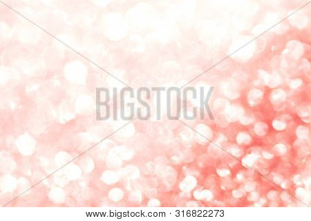 Red Bokeh Texture. Festive Glitter Background With Defocused Lights