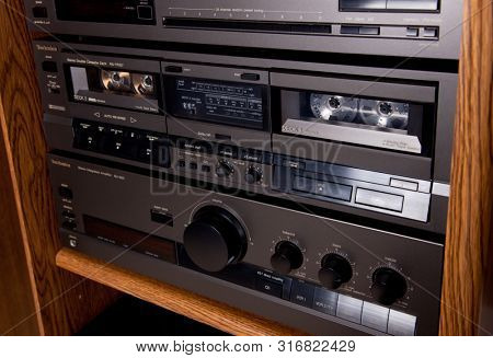 Technics Stereo Audio Components Tower Rack Side view closeup
