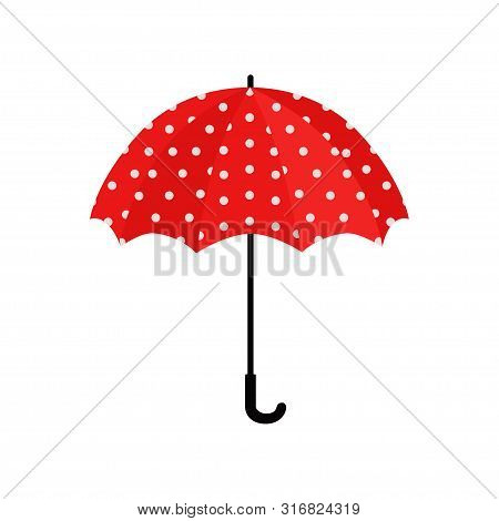 Red Rain Umbrella Isolated On White Background