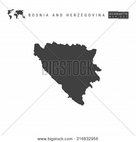 Bosnia And Herzegovina Blank Vector Map Isolated On White Background. High-detailed Black Silhouette