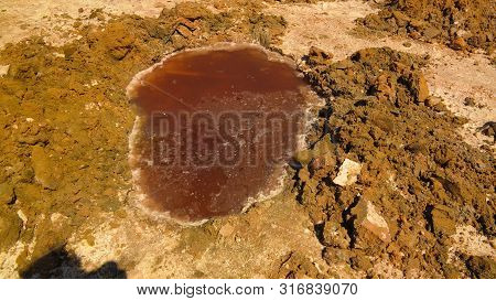 Close-up View To Salt Pan At Katam Aka Baramar Lake Group Of Ounianga Kebir Lakes , Ennedi, Chad