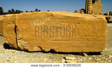 Hieroglyph On Ruins Of Amun Temple In Soleb, Sudan