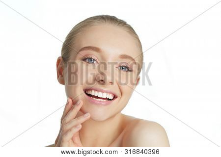Cute young lady while isolated on white background
