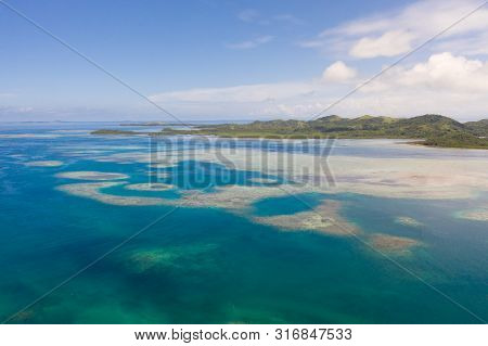 Bucas Grande Island, Philippines. Beautiful Lagoons With Atolls And Islands, View From Above. Seasca