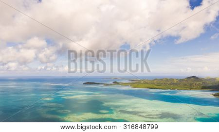 Bucas Grande Island, Philippines. Beautiful Lagoons With Atolls And Islands, View From Above. Seasca