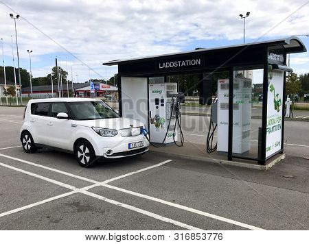 Karlshamn, Sweden - July 24, 2019: Karlshamn Energi Charging Station.