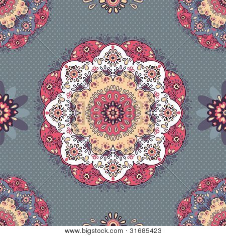 Vektor illustration. Smukke grå og pink blomster blonde mønster
