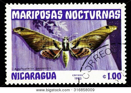 07.24.2019 Divnoe Stavropol Territory Russia Postage Stamp Nicaragua 1983 Year Series Night Butterfl
