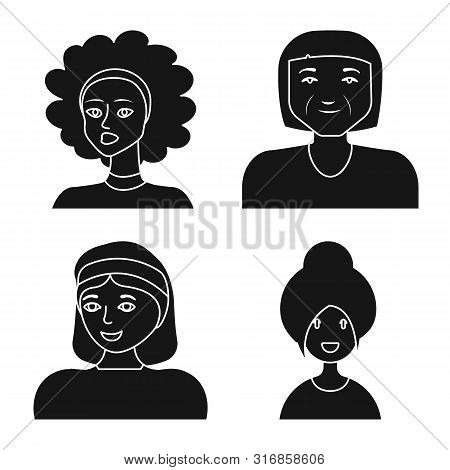 Vector Illustration Of Haircut And Nationality Icon. Set Of Haircut And Avatar Stock Symbol For Web.