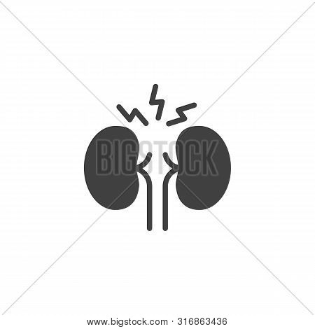Human Kidney Pain Vector Icon. Filled Flat Sign For Mobile Concept And Web Design. Inflammation Of T